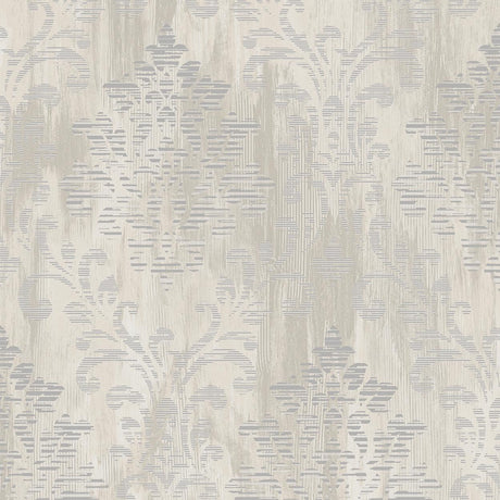 Galerie Modern Metallic Damask Silver Grey Wallpaper