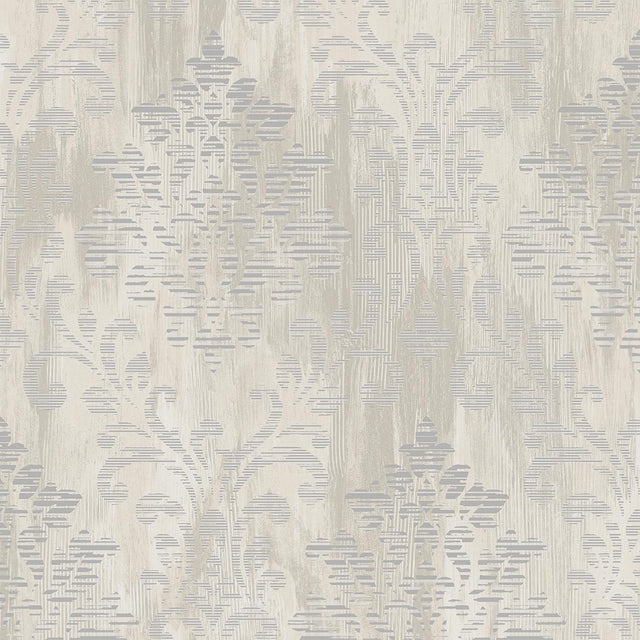 Galerie Modern Metallic Damask Silver Grey Wallpaper