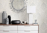Galerie Modern Metallic Damask Silver Grey Wallpaper