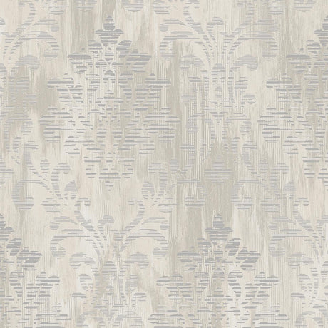 Galerie Modern Metallic Damask Silver Grey Wallpaper