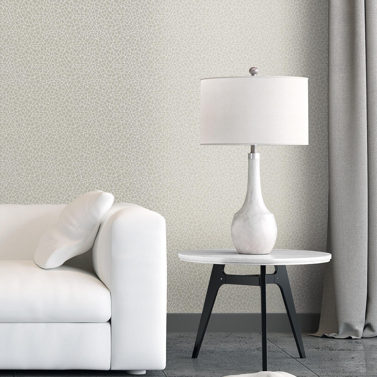 Galerie Crazed Geo Silver Grey Wallpaper