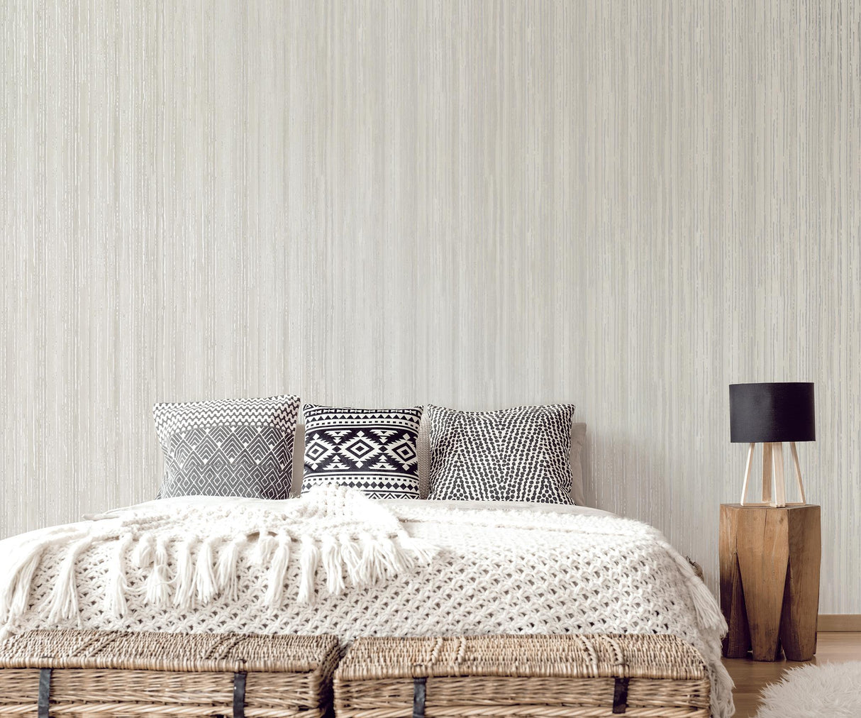 Galerie Metallic Abstract Stripe Silver Grey Wallpaper