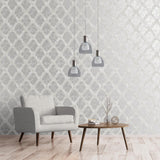 Galerie Metallic Damask Silver Grey Wallpaper