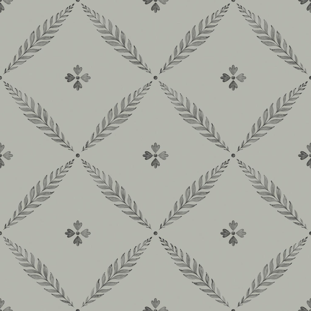 Galerie Leaf Trellis Silver Grey Wallpaper