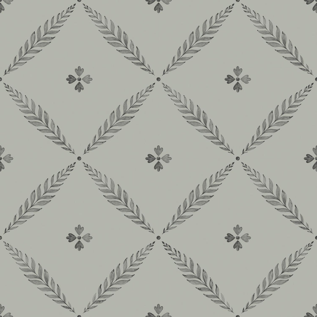 Galerie Leaf Trellis Silver Grey Wallpaper