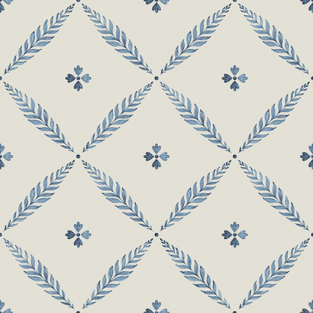 Galerie Leaf Trellis Blue Wallpaper