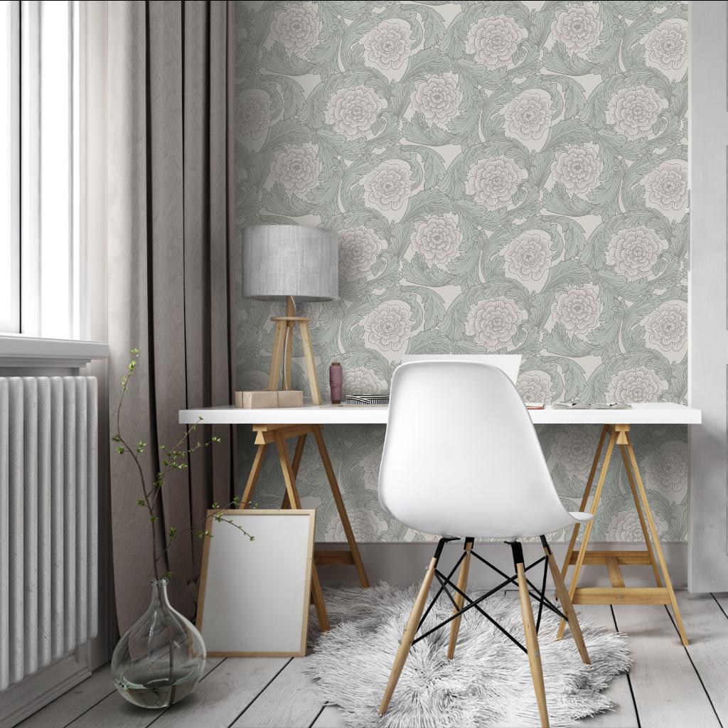 Galerie Big Bloom Silver Grey Wallpaper