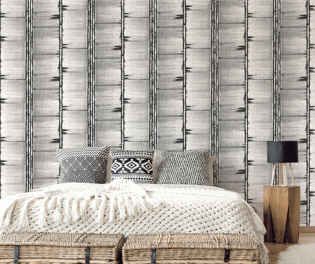 Galerie Bark Stripe Silver Grey Wallpaper