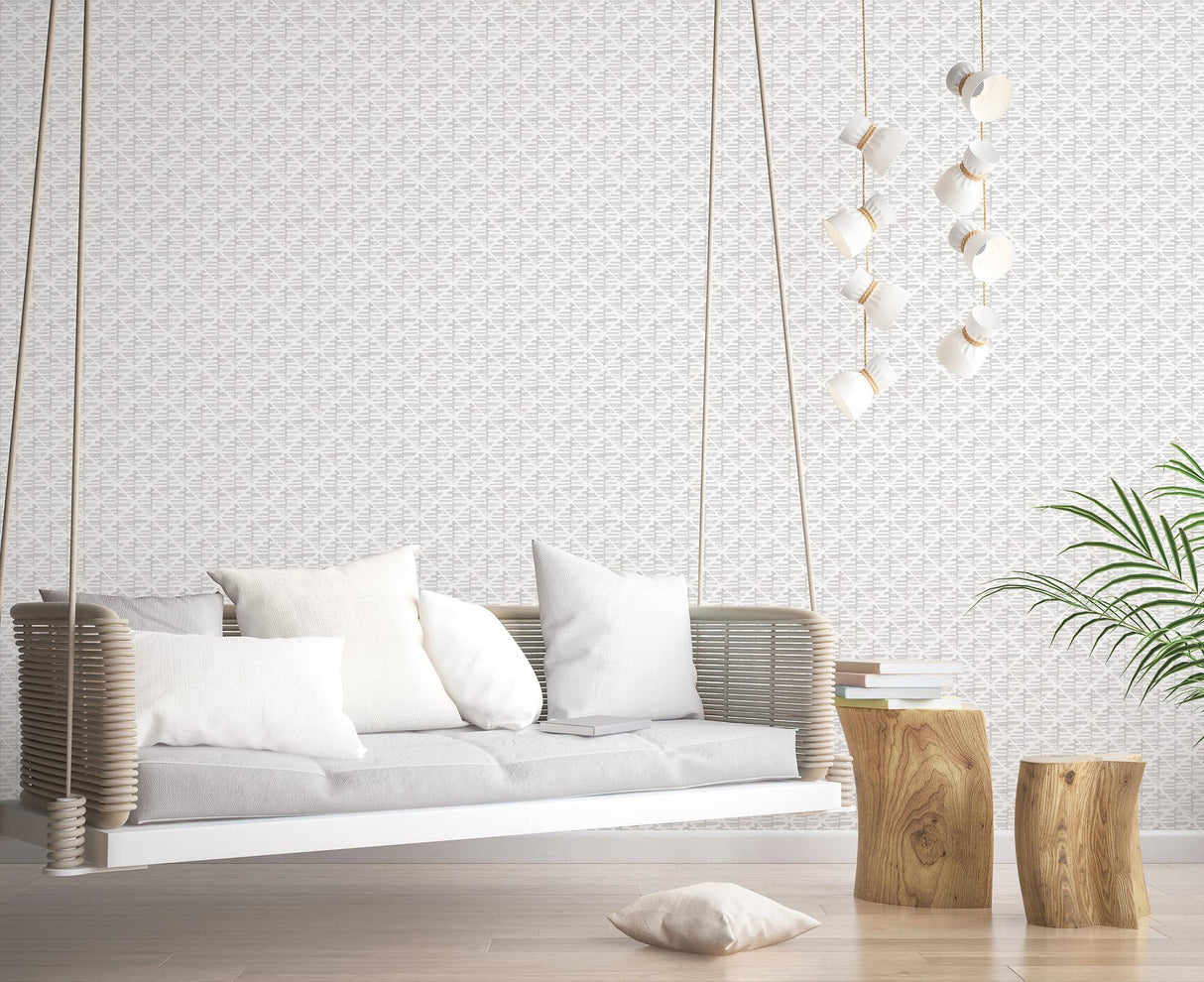 Galerie Block Print Silver Grey Wallpaper