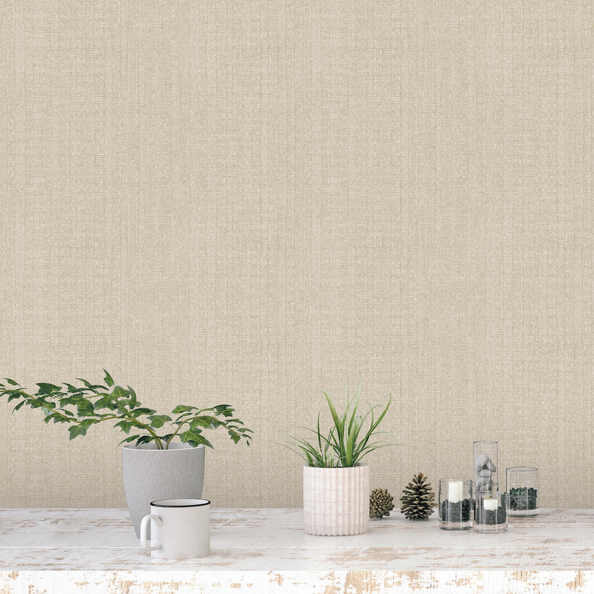 Galerie Moss Stripe Beige Wallpaper
