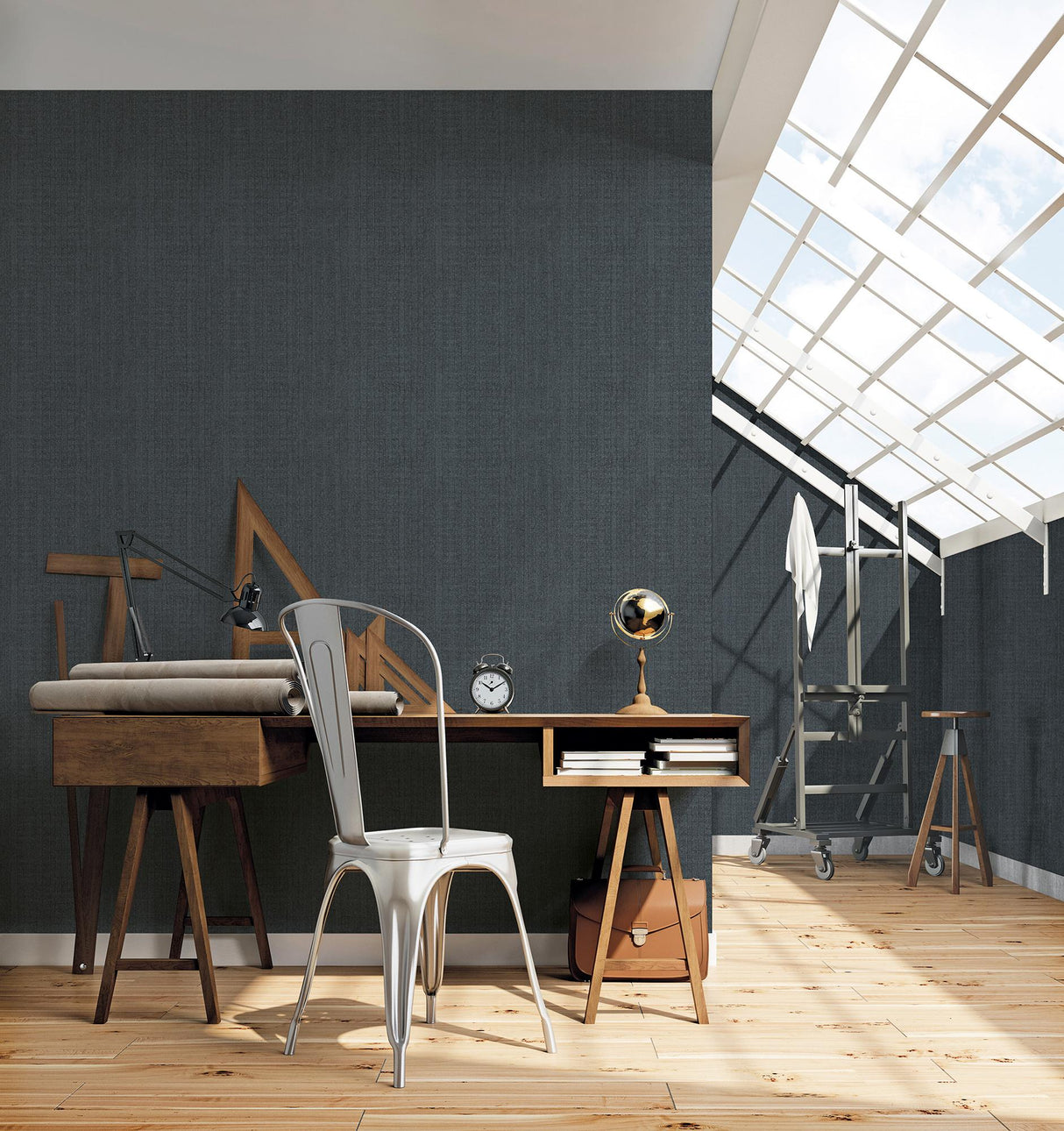 Galerie Moss Stripe Blue Wallpaper