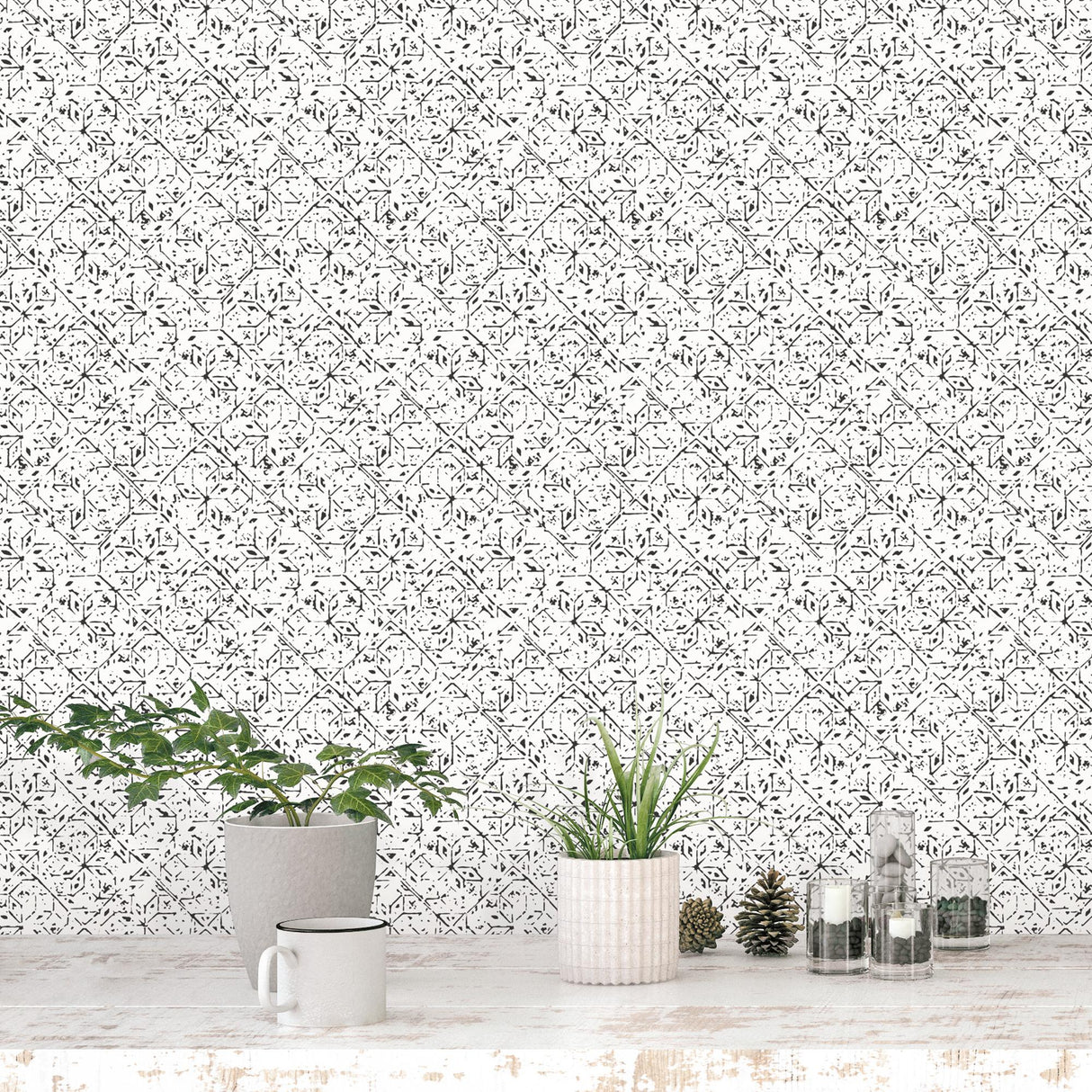 Galerie Tangier Tile Black Wallpaper