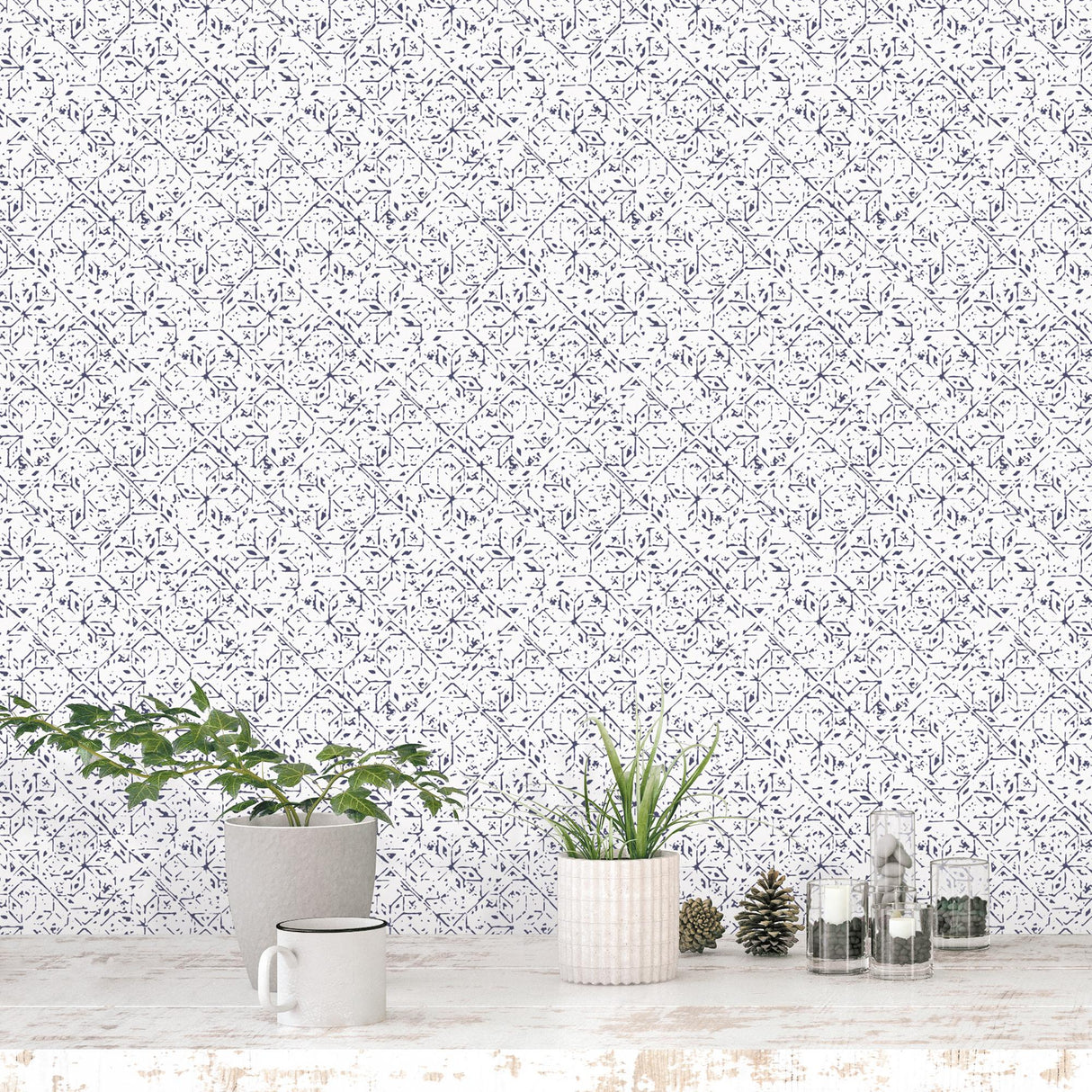 Galerie Tangier Tile Blue Wallpaper