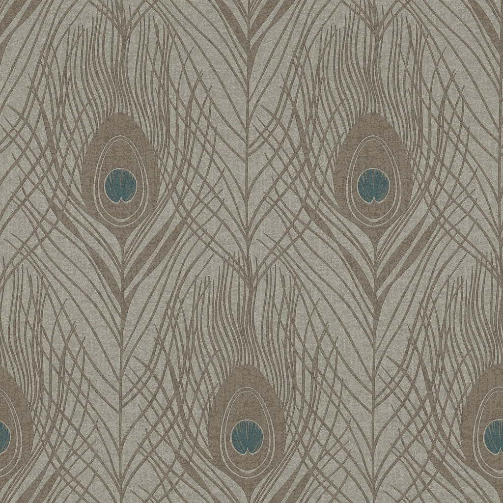 Galerie Peacock Feather Motif Beige Wallpaper