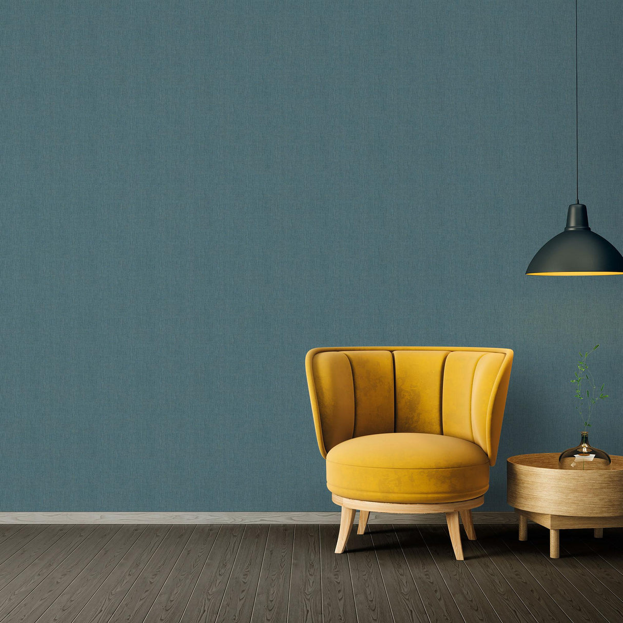 Galerie Hessian Effect Texture Blue Wallpaper