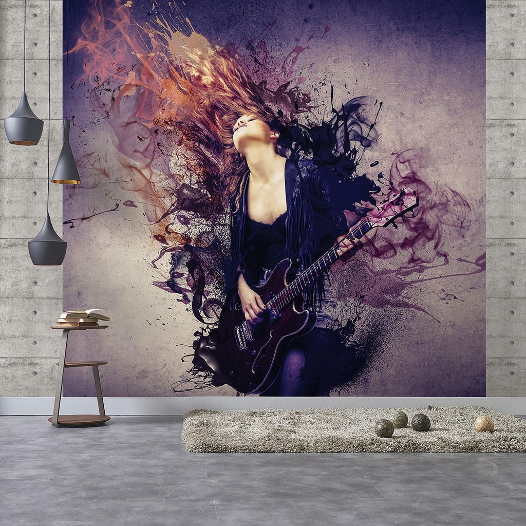 Galerie Guitar Girl Purple Lilac Wallpaper