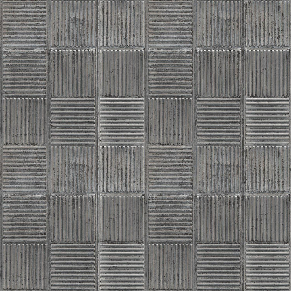 Galerie Metal Grate Silver Grey Wallpaper