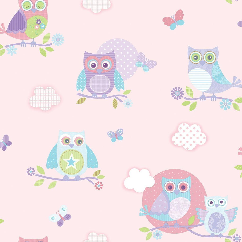 Galerie Colourful Owls Pink Wallpaper