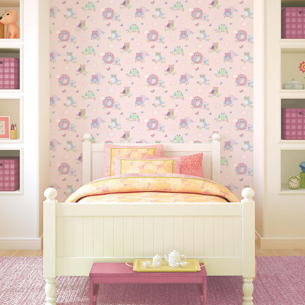 Galerie Colourful Owls Pink Wallpaper