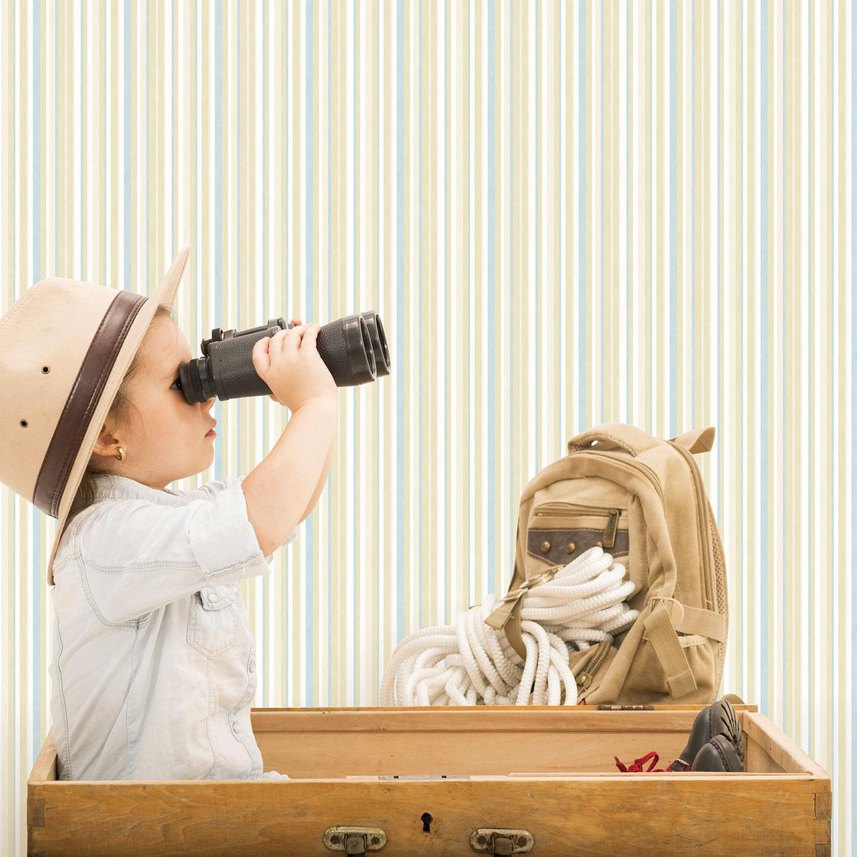 Galerie Washed Striped Green Wallpaper