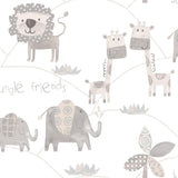 Galerie Jungle Friends Silver Grey Wallpaper