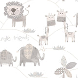 Galerie Jungle Friends Silver Grey Wallpaper
