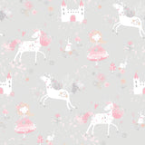 Galerie Unicorns and Princesses Silver Grey Wallpaper