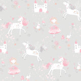 Galerie Unicorns and Princesses Silver Grey Wallpaper