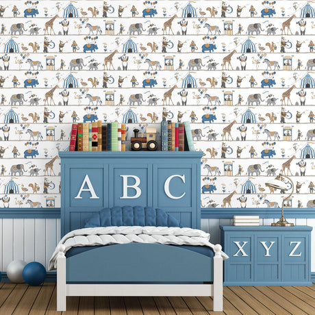 Galerie Circus Parade Blue Wallpaper