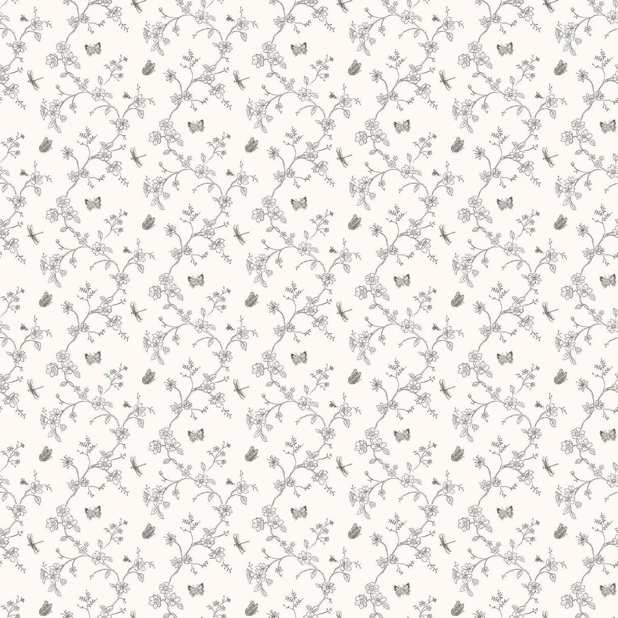 Galerie Small Floral Butterfly Dragonfly White Wallpaper