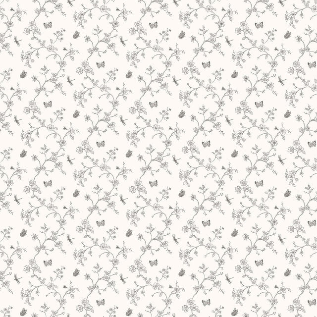 Galerie Small Floral Butterfly Dragonfly White Wallpaper