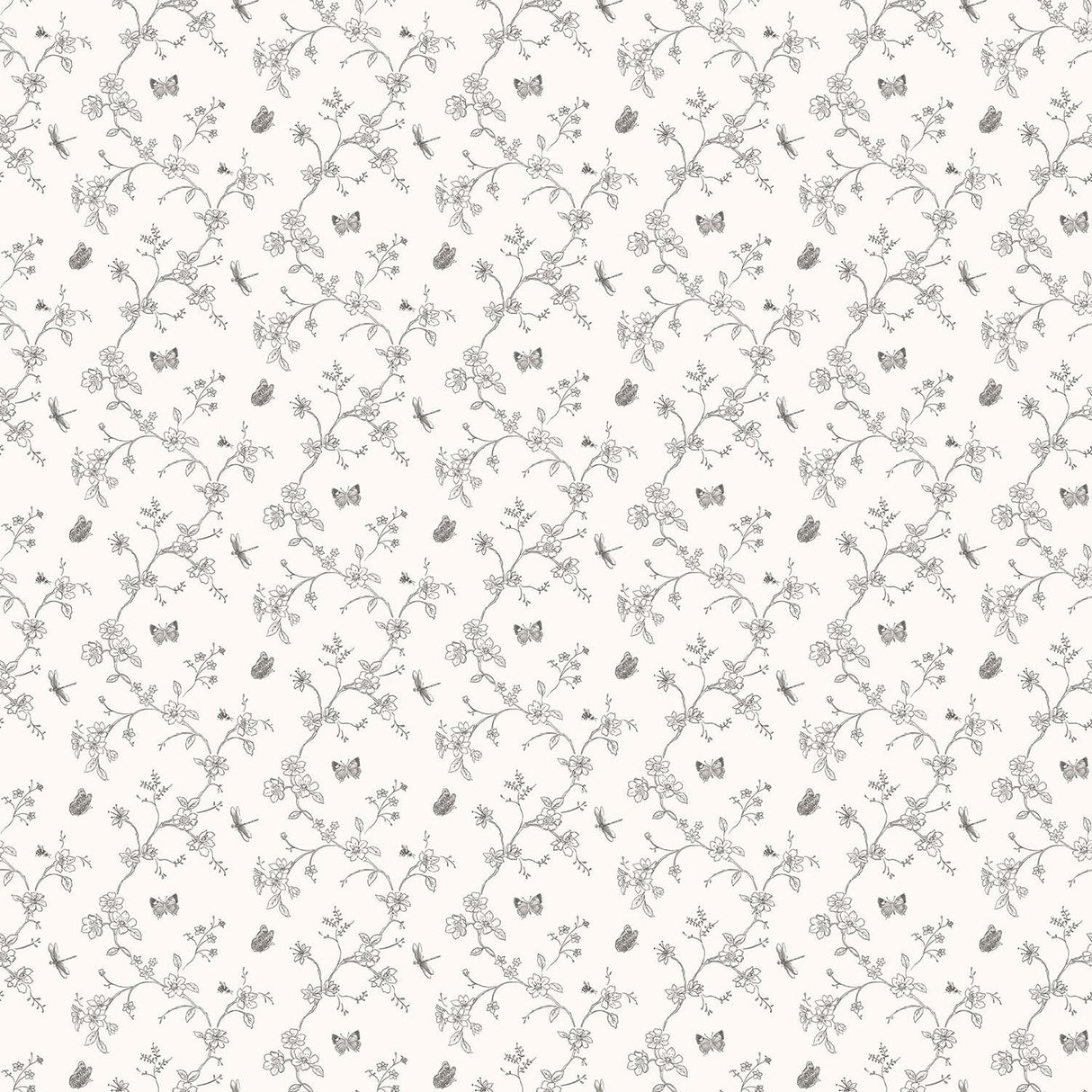 Galerie Small Floral Butterfly Dragonfly White Wallpaper