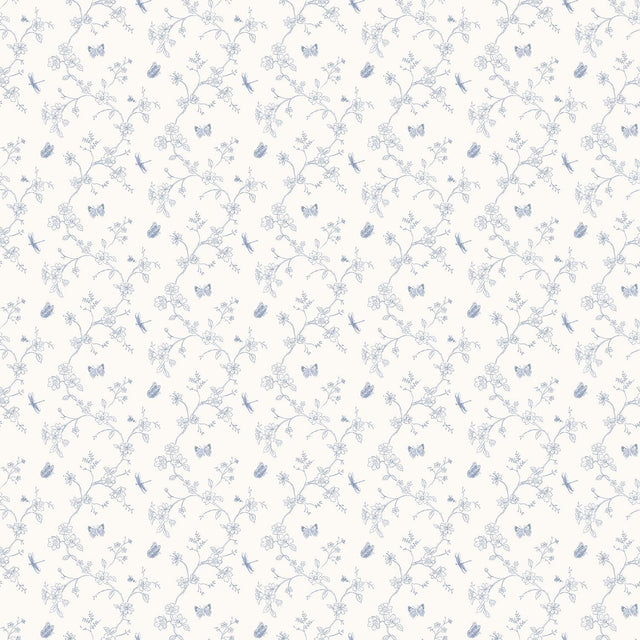 Galerie Small Floral Butterfly Dragonfly Blue Wallpaper