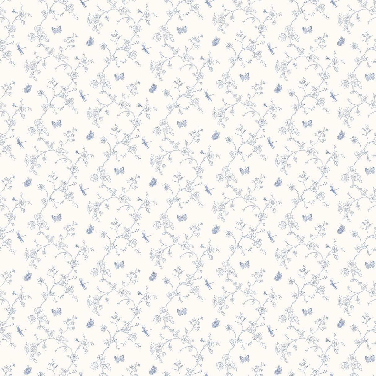 Galerie Small Floral Butterfly Dragonfly Blue Wallpaper