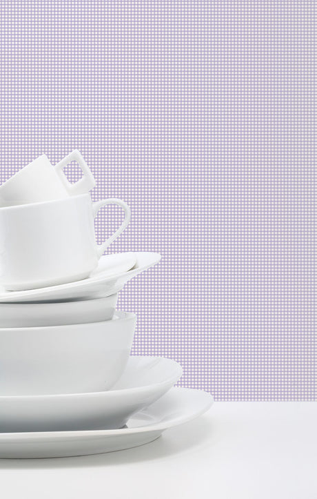 Galerie Small Gingham Plaid Purple Lilac Wallpaper