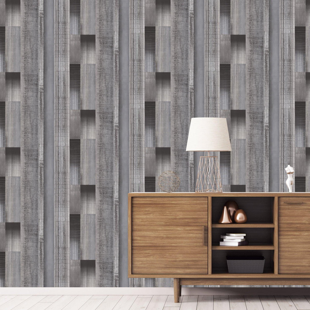 Galerie G56571 Texstyle Agen Stripe Silver Grey Wallpaper G56571 Silver Grey Wallpaper