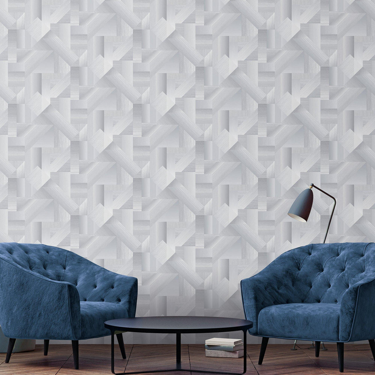 Galerie G56626 Texstyle Shape Shifter Silver Grey Wallpaper G56626 Silver Grey Wallpaper