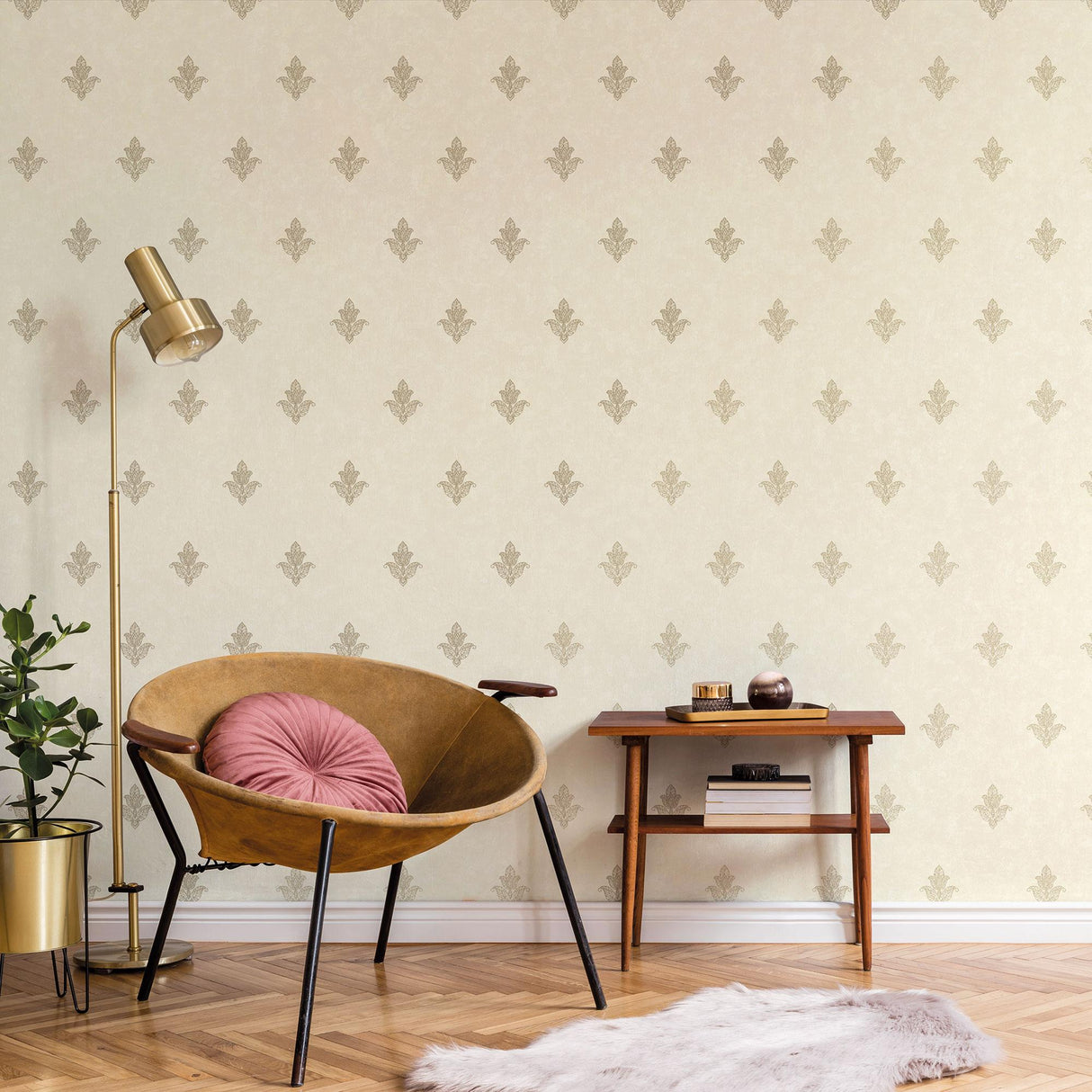 Galerie Mehndi Motif Beige Wallpaper
