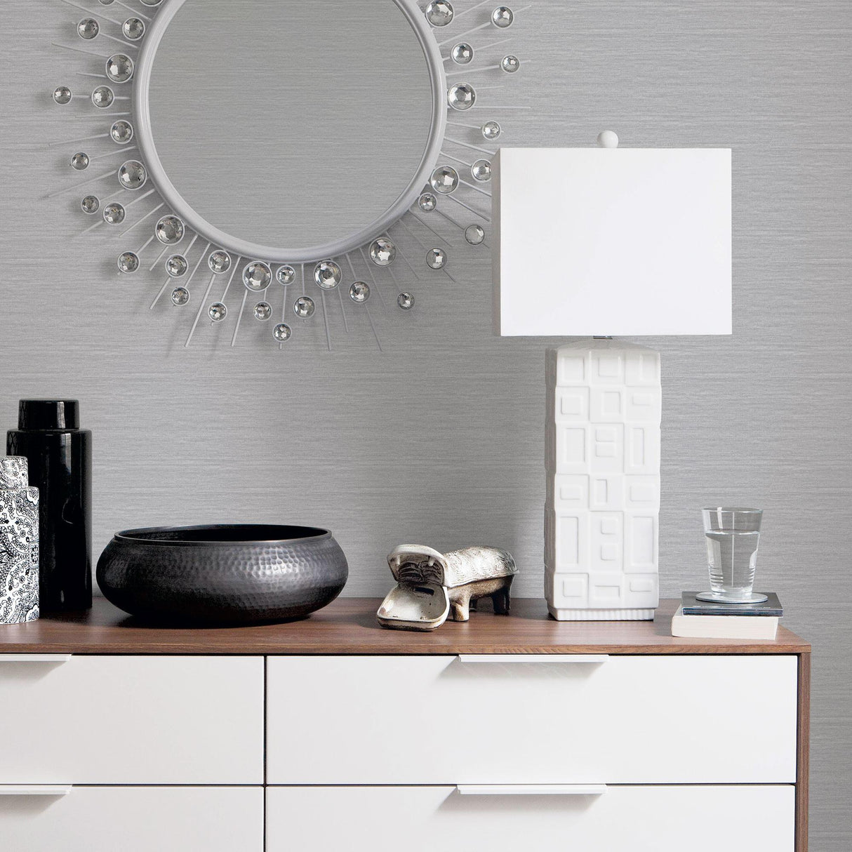 Galerie Metallic Plain Silver Grey Wallpaper