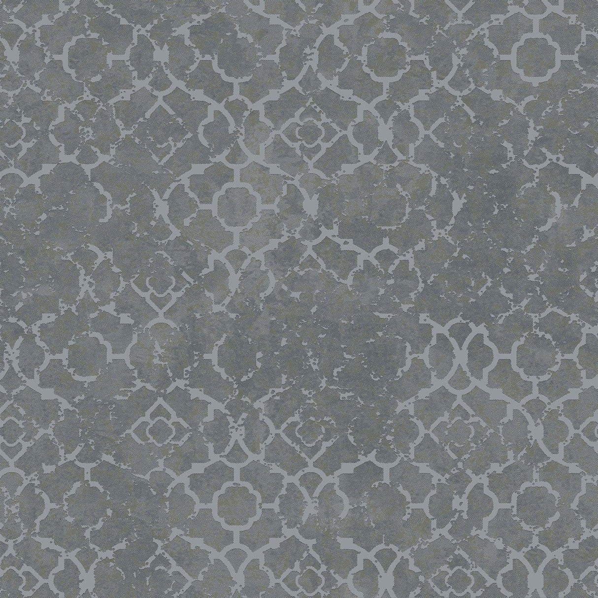 Galerie Aged Quatrefoil Silver Grey Wallpaper