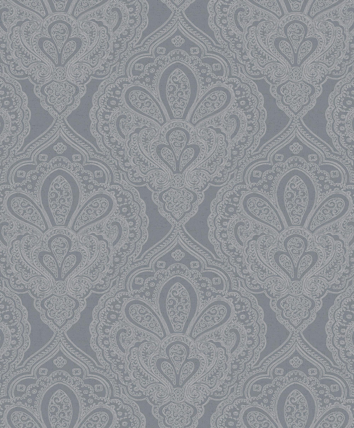 Galerie Mehndi Damask Silver Grey Wallpaper