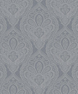 Galerie Mehndi Damask Silver Grey Wallpaper
