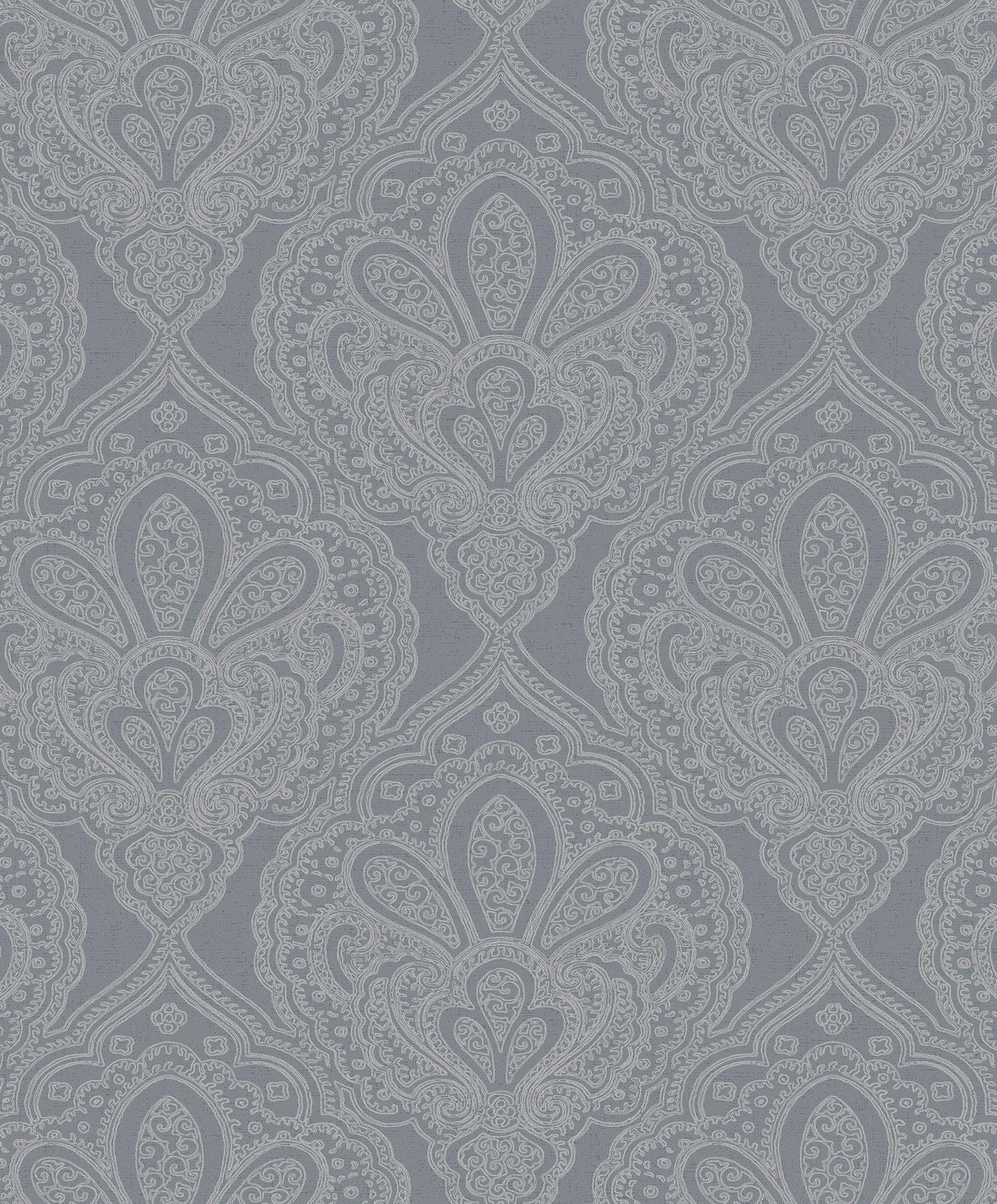 Galerie Mehndi Damask Silver Grey Wallpaper