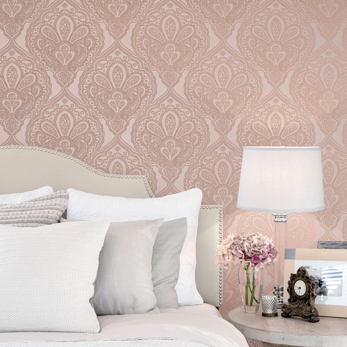 Galerie Mehndi Damask Rose Gold Wallpaper