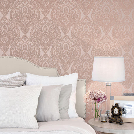 Galerie Mehndi Damask Rose Gold Wallpaper
