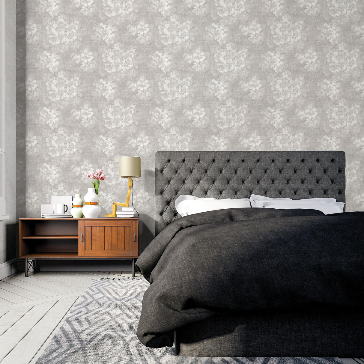 Galerie Mystic Floral Silver Grey Wallpaper