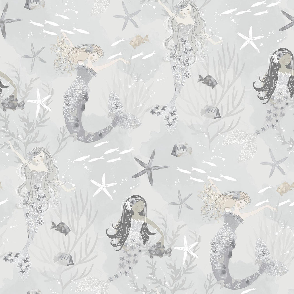 Galerie Mermaids Silver Grey Wallpaper