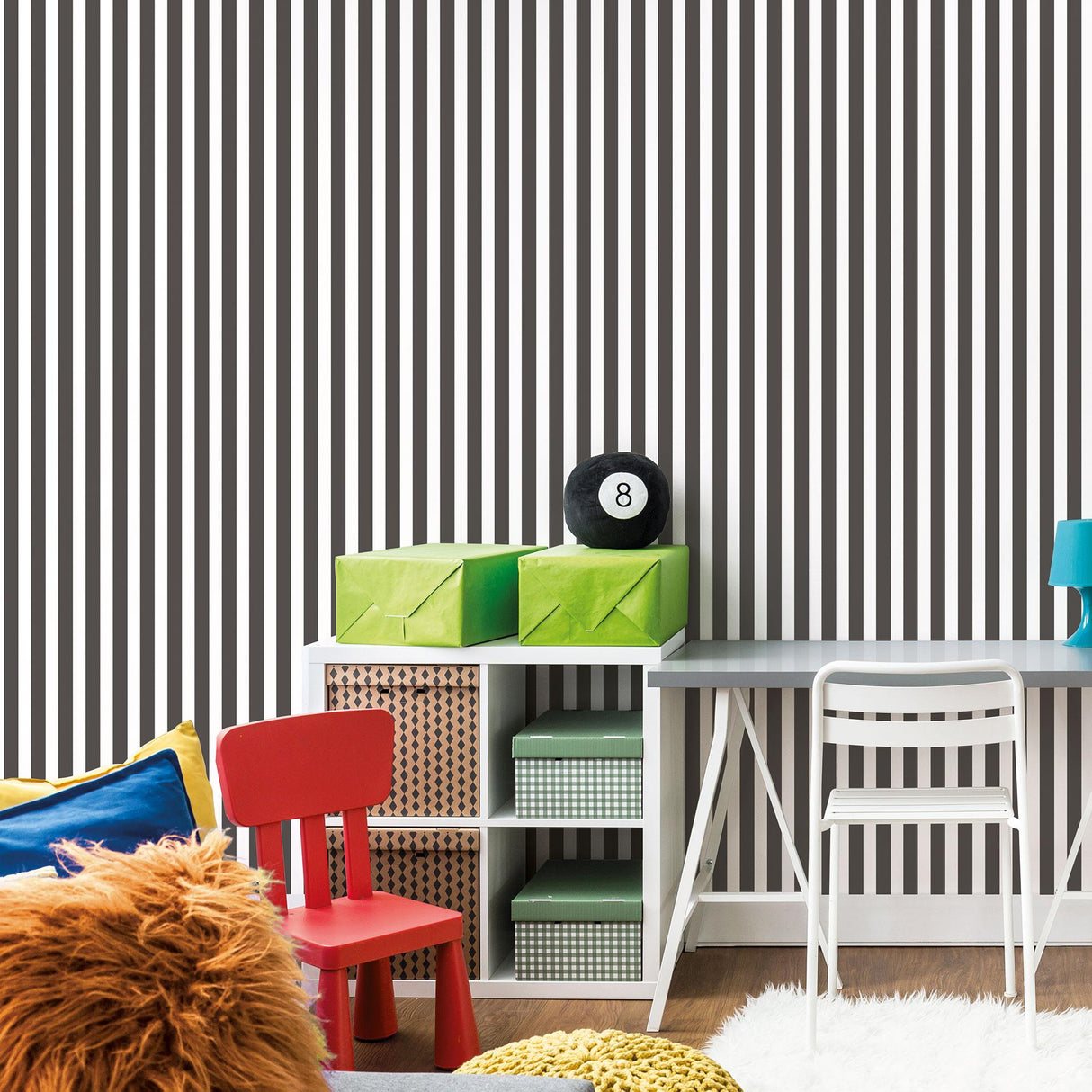 Galerie Regency Stripe Black Wallpaper