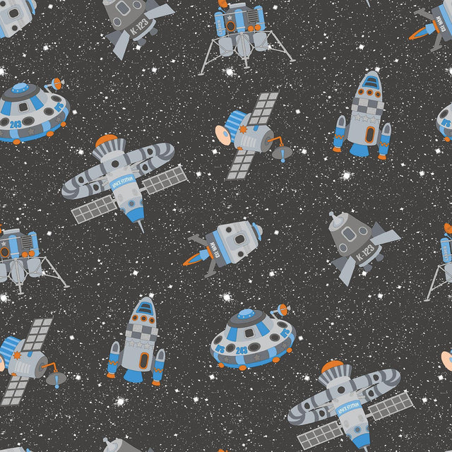 Galerie Spaceships Black Wallpaper