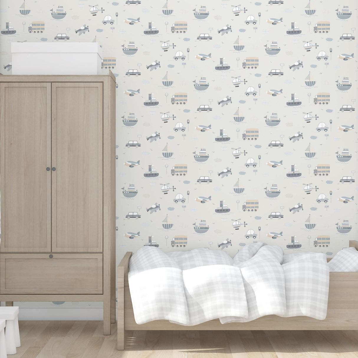 Galerie Transportation Silver Grey Wallpaper